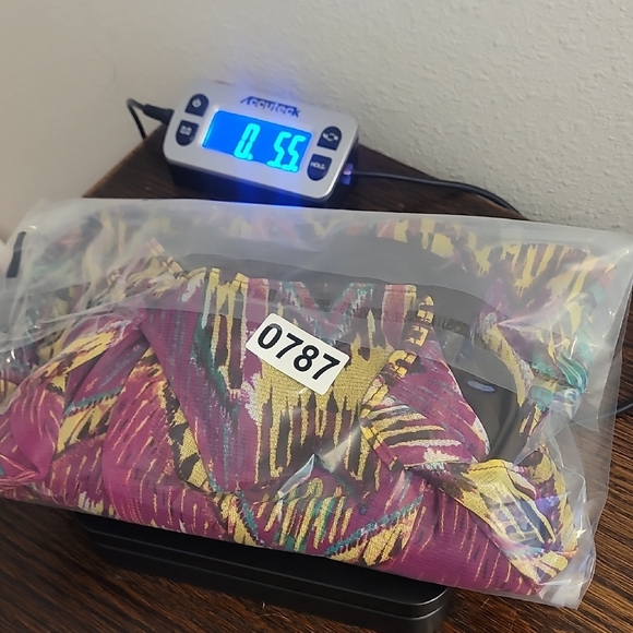 Y2K INC Geometric Peplum Women Top Multicolor Size L Nylon Flutter Sheer Sleeve - Picture 14 of 15